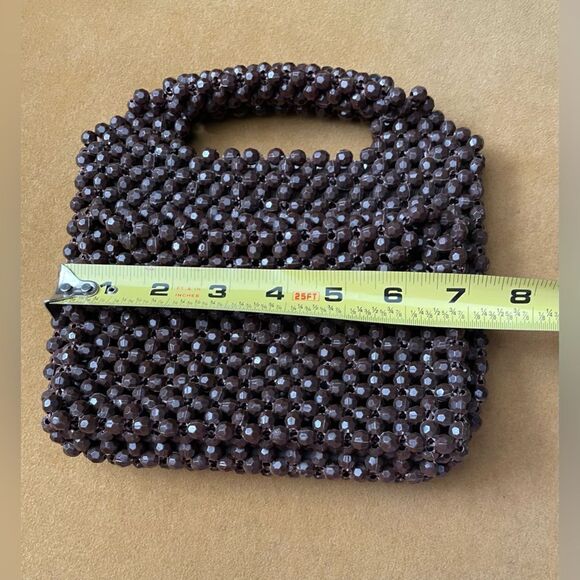 Vintage Beaded Purse Made in Italy Brown - Picture 9 of 10